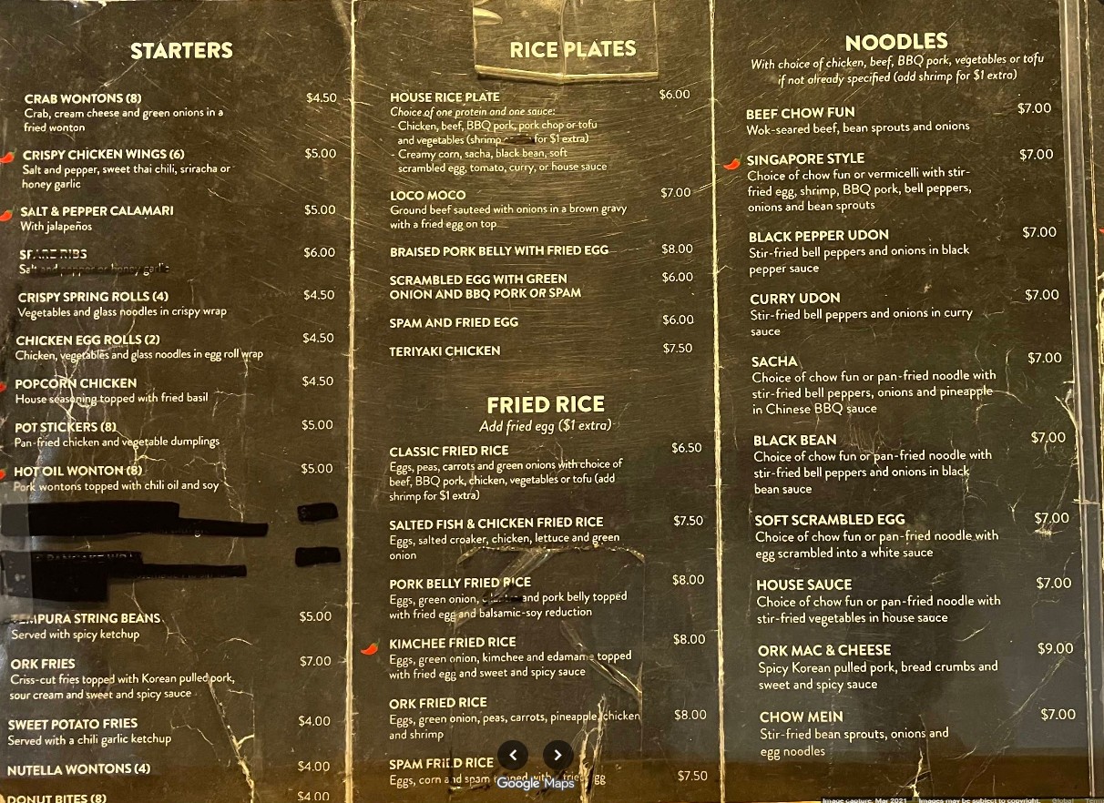 Open Rice Kitchen Restaurant Menu | Cantonese Food in Davis, CA